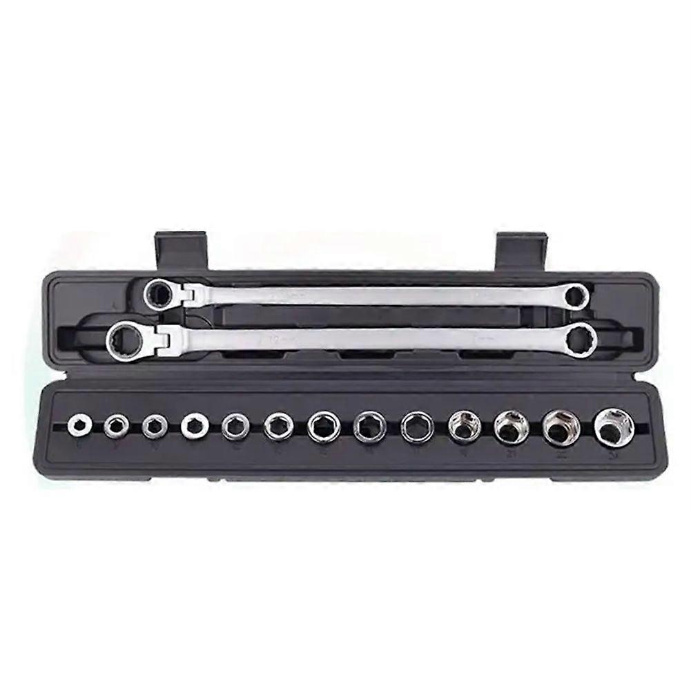 15PCS Adjustable Ratchet Wrench Kit Labor-Saving Torque Spanner Socket Set for Car Repair Hand Tools Adjustable Head