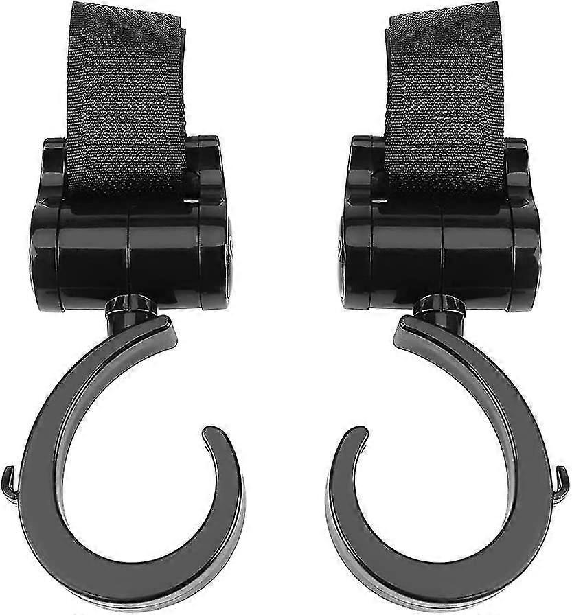Stroller Hanger Multi-purpose 360 Degree Rotating Stroller Stroller Hook Abs Plastic Hanger Accessories (black) (2pcs)