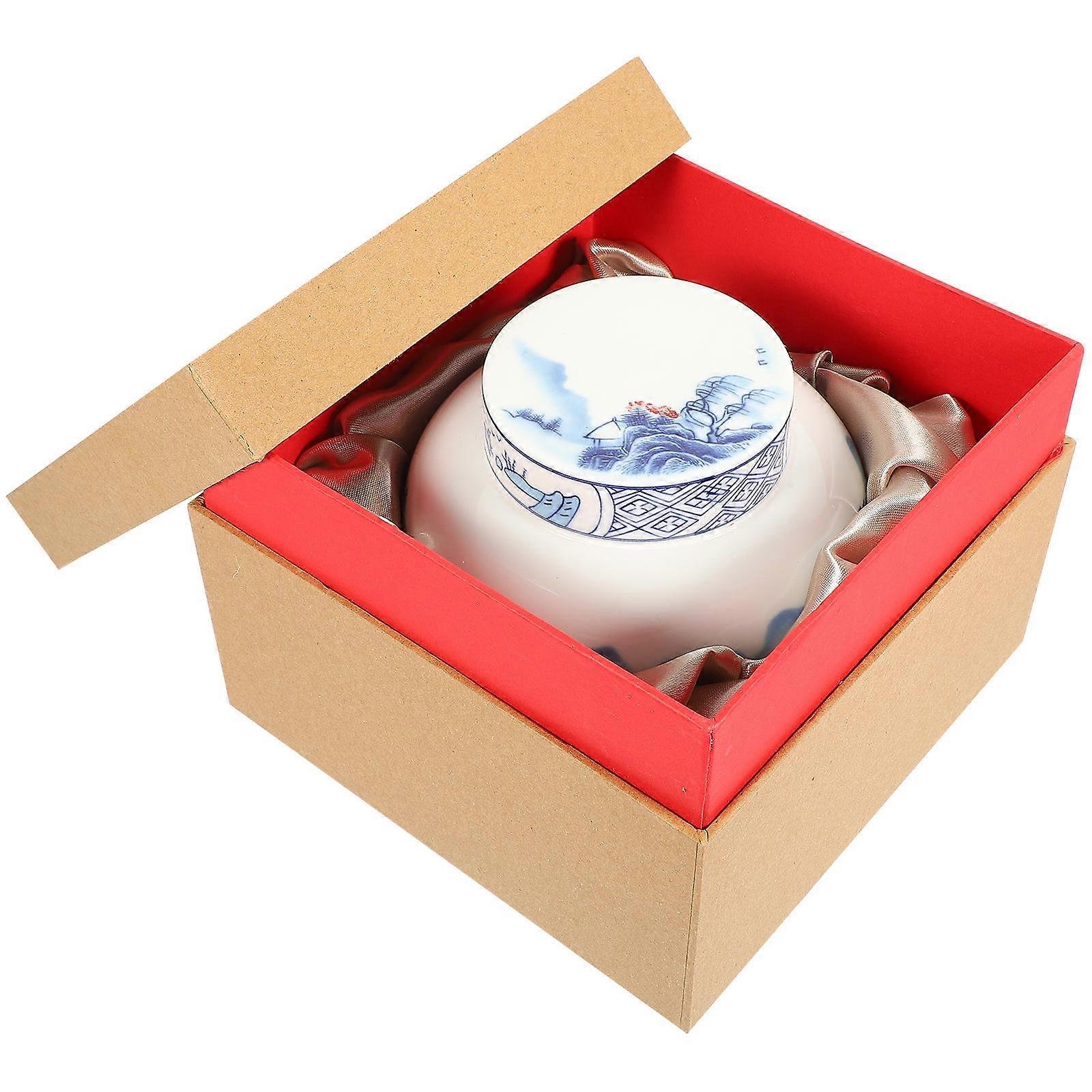 Ceramic Tea Jar for Storage Blue Multi-Function Sealed Tea Canister