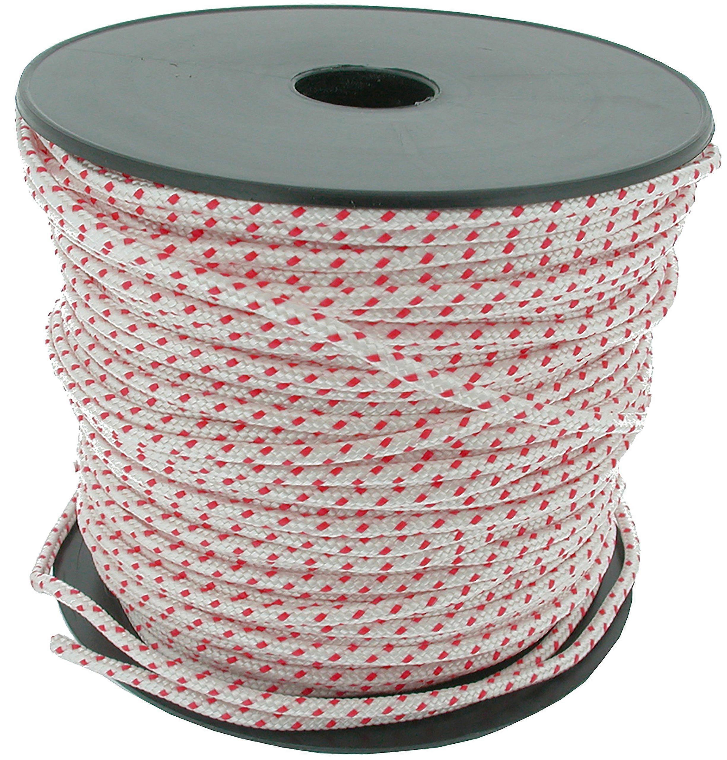 Polyamide Launcher Rope 5mm White 100m with Red Piping  Visibility for Rigging and Deployment