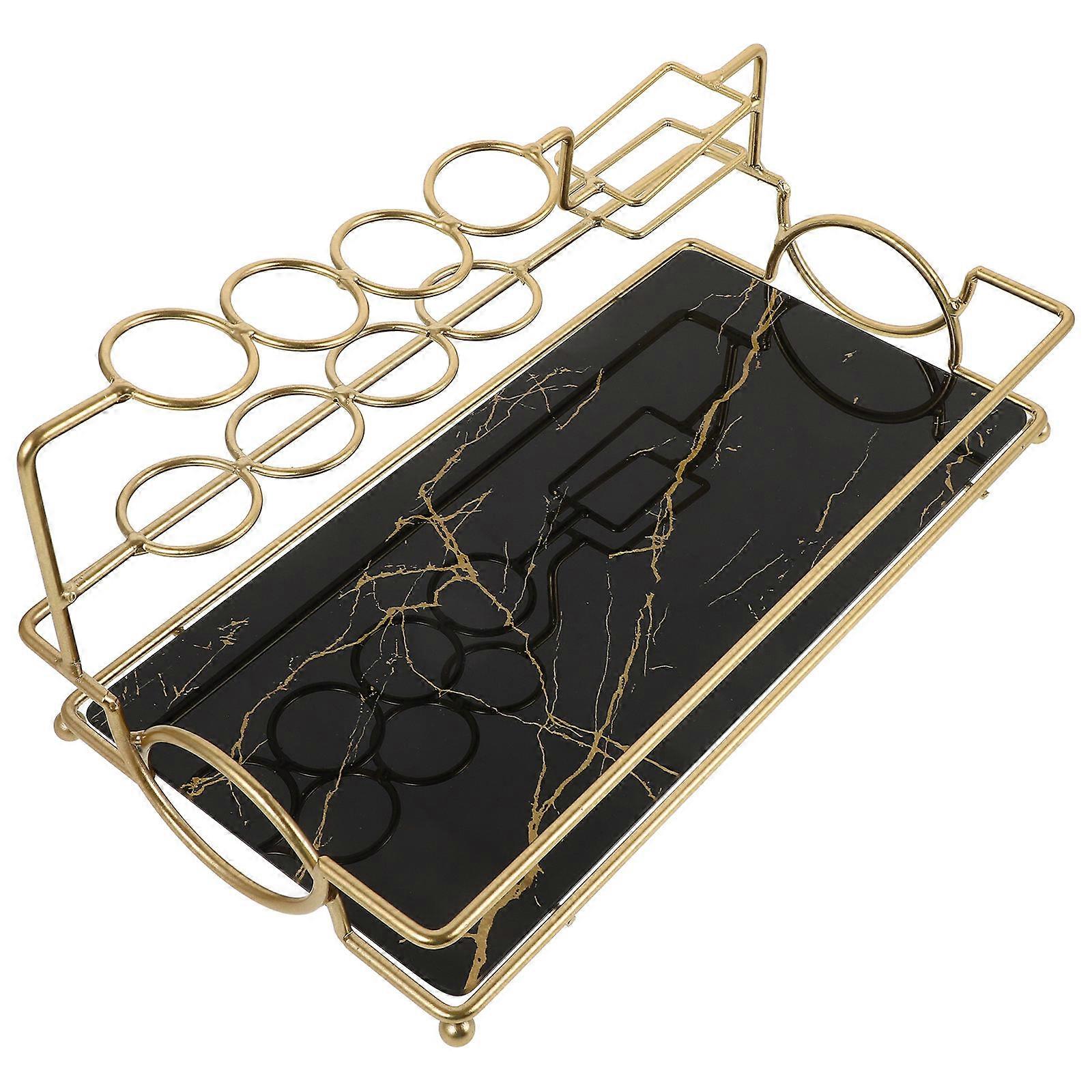 Black Countertop Storage Rack for Bathroom with Multi-Use Toothbrush Holder