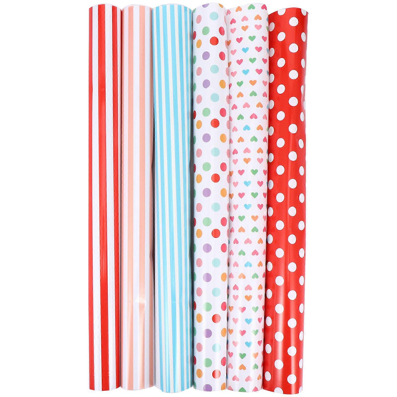 Colored Paper Creative Gift Wrapper Pink Orange Striped 70x50cm DIY Handiwork 6Pcs