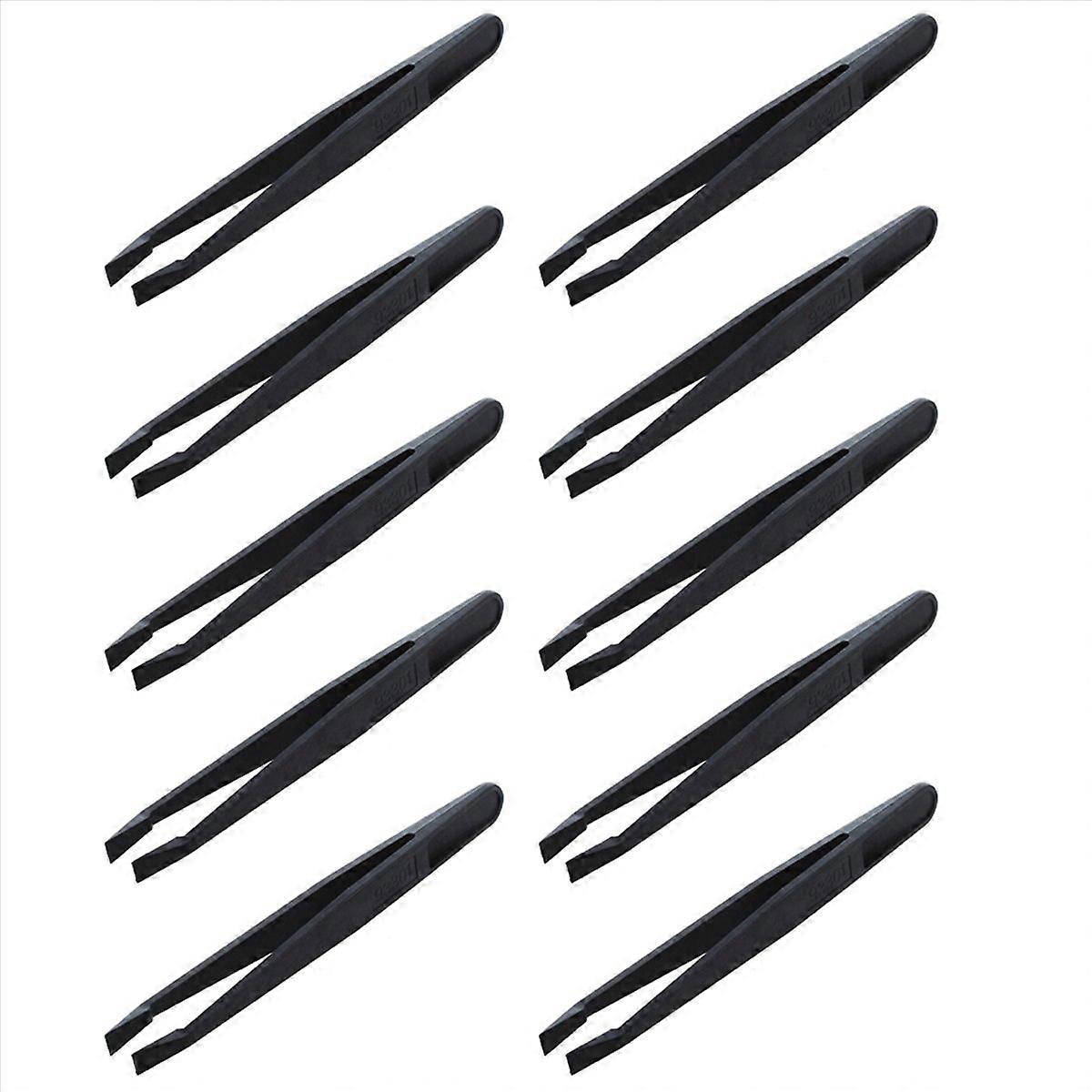 Manual Tool Black Plastic Flat Tip Anti-static Tweezers