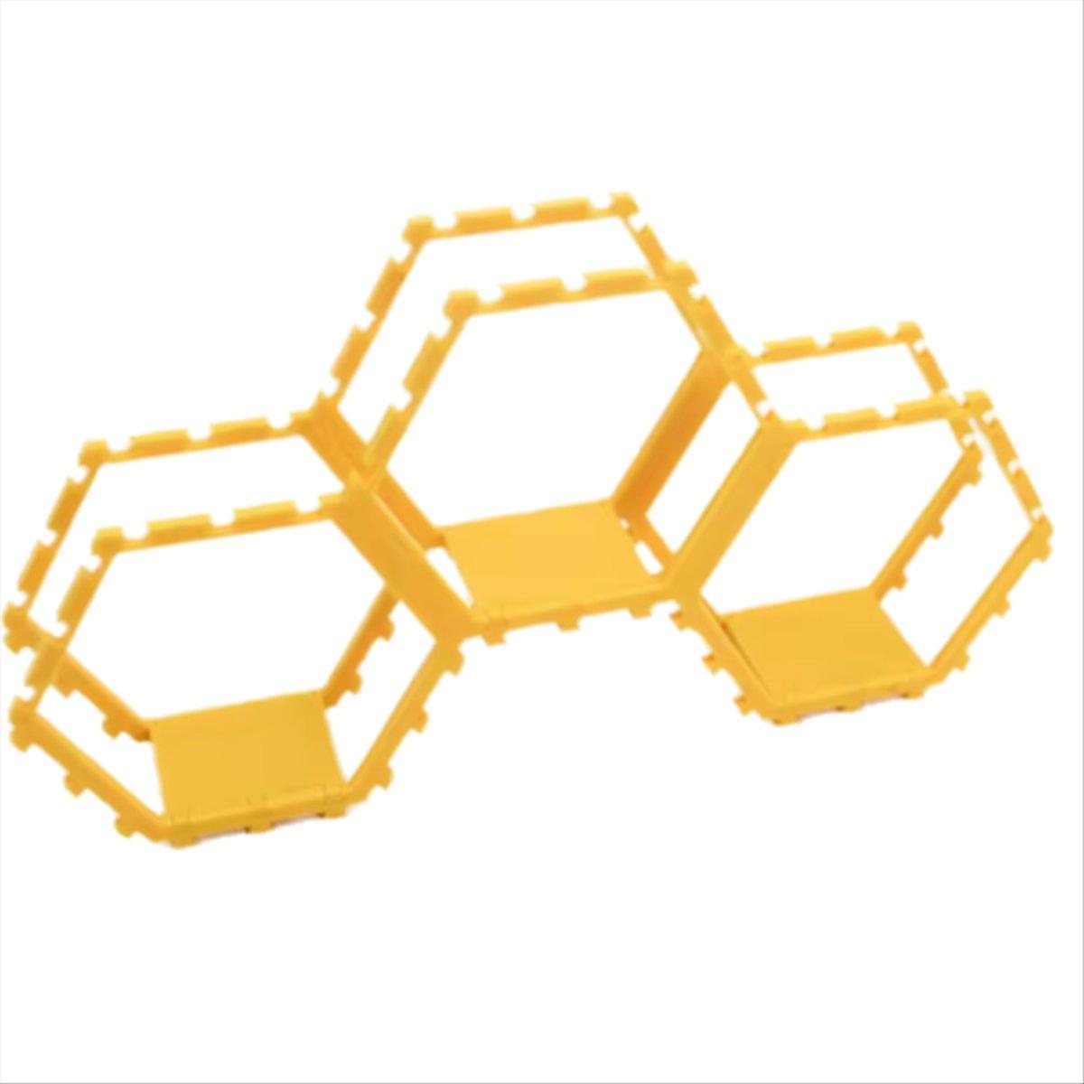 3PCS Hexagonal Toy Showcase Stand Yellow