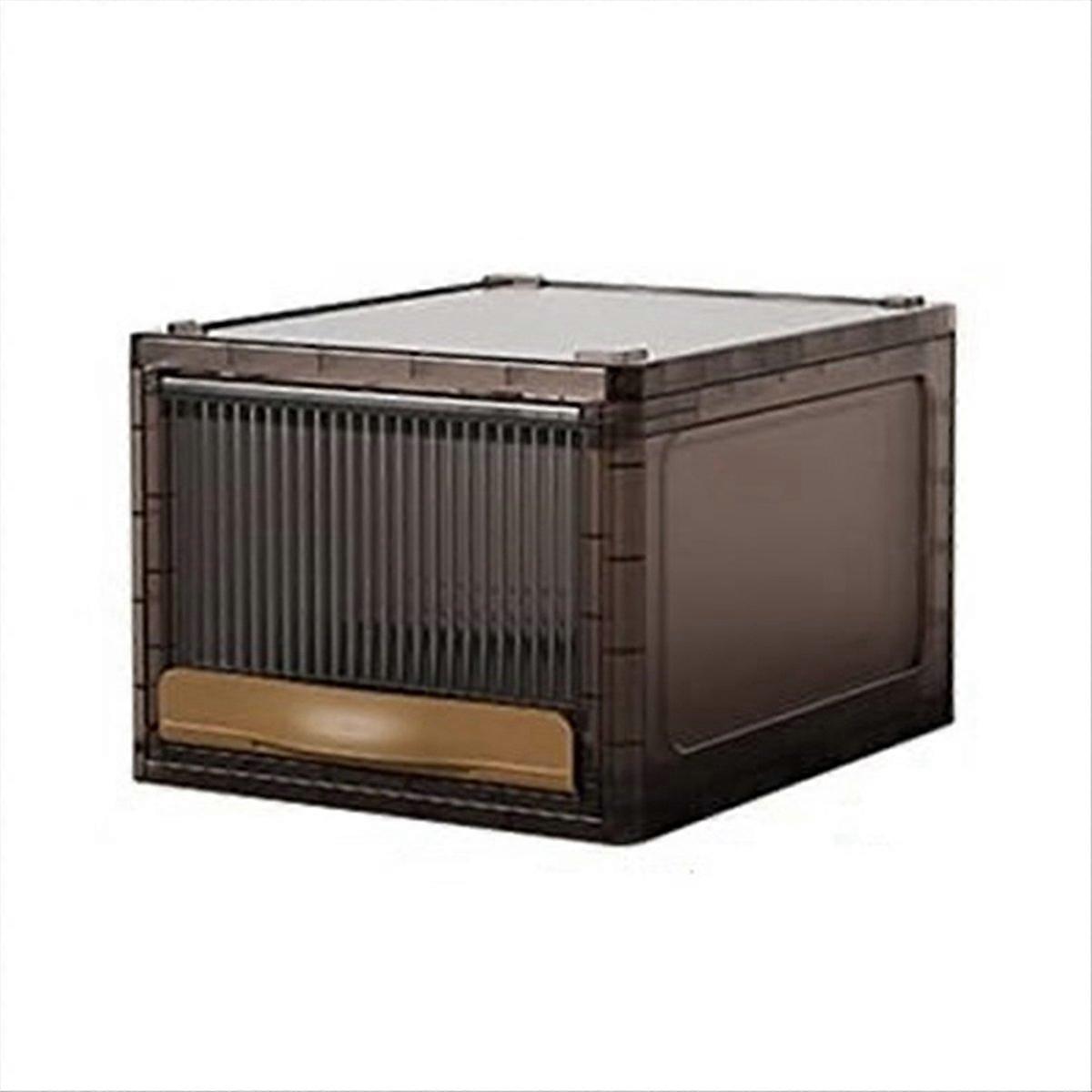 Stackable Storage Bins with Drawers Lids, Flip Door for Cloth Storage