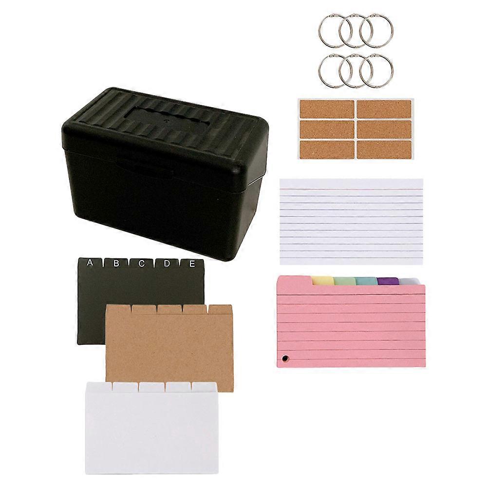 Desk Index Card Organizer Set for Study and Office with Storage Box