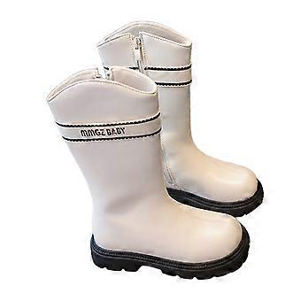 Buty dla małych dzieci, dziewczęce buty z perłowym łańcuszkiem, krótkie buty w stylu brytyjskim, skórzane botki do kostki, buty dla dziewczynek, 10,5-11 lat, białe