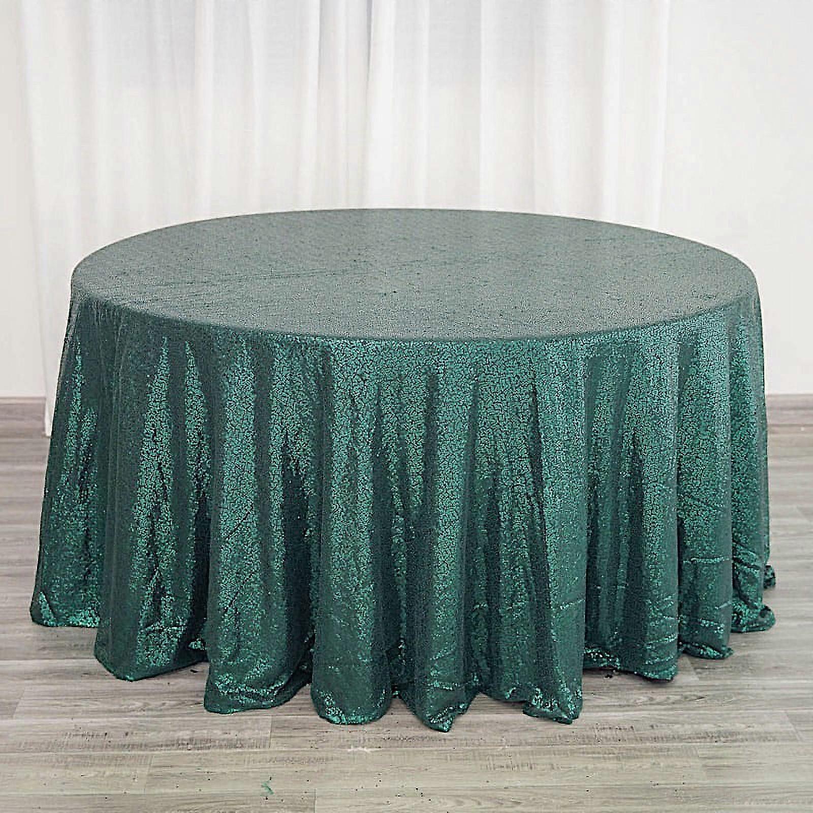 BalsaCircle 120" Sequin Round Tablecloth Hunter Green