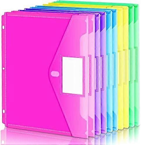10-Pack Heavyweight Plastic Binder Pockets, Side-Loading, Letter Size, Assorted Colors, Compatible with 3-Ring Binders