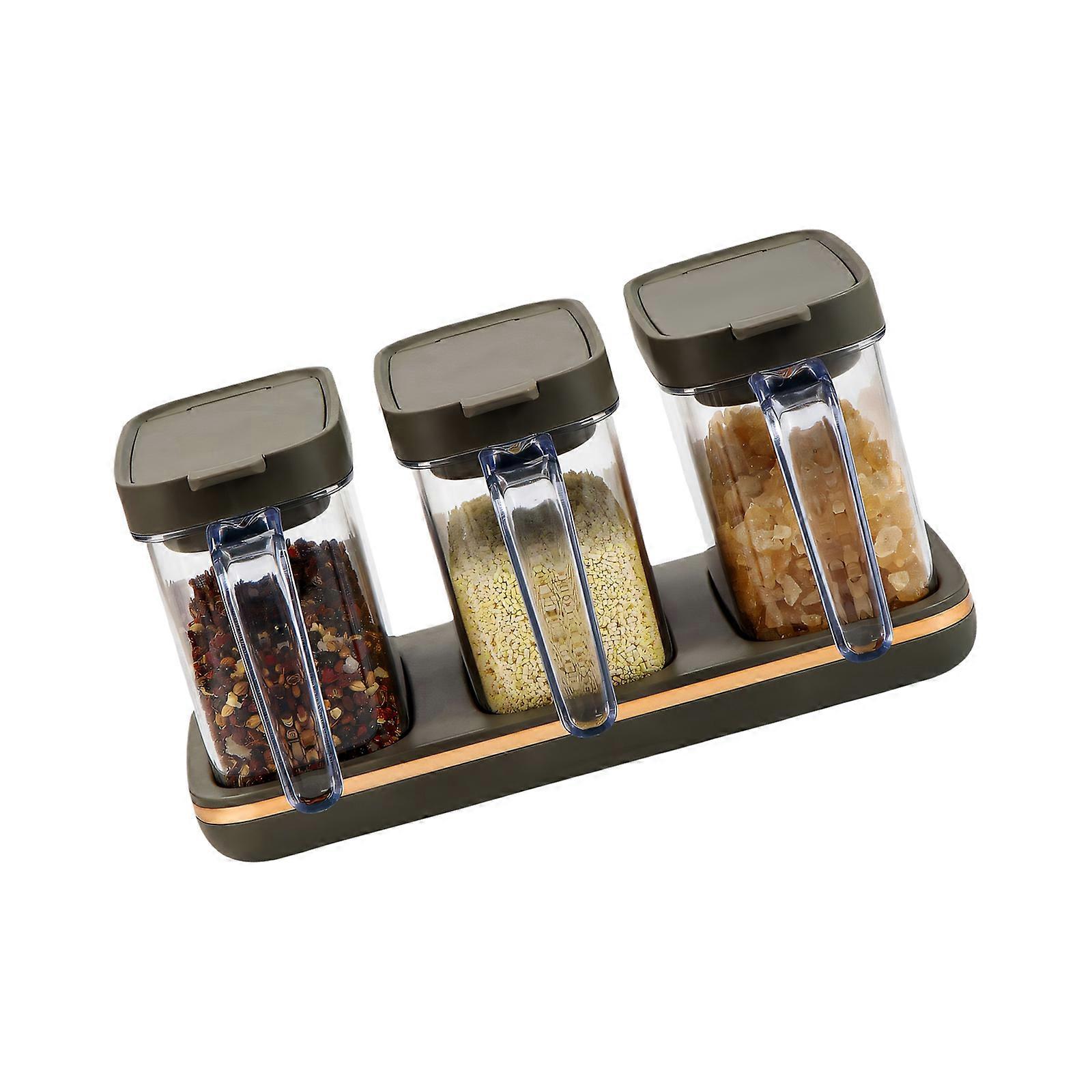 Clean Basic Design Seasoning System Featuring Dedicated Spoon Storage And Strong Construction For permanent Use  dark lime