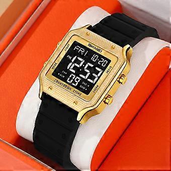 Montre numérique carrée sportive - Boîtier en alliage durable, bracelet en silicone, résistante à l'eau avec alarme et rétroéclairage pour hommes et femmes