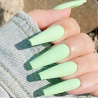 Extra Long Ballerina Press on Nails 24pcs Full Cover Acrylic Fake Nails with Glue for Women Girls