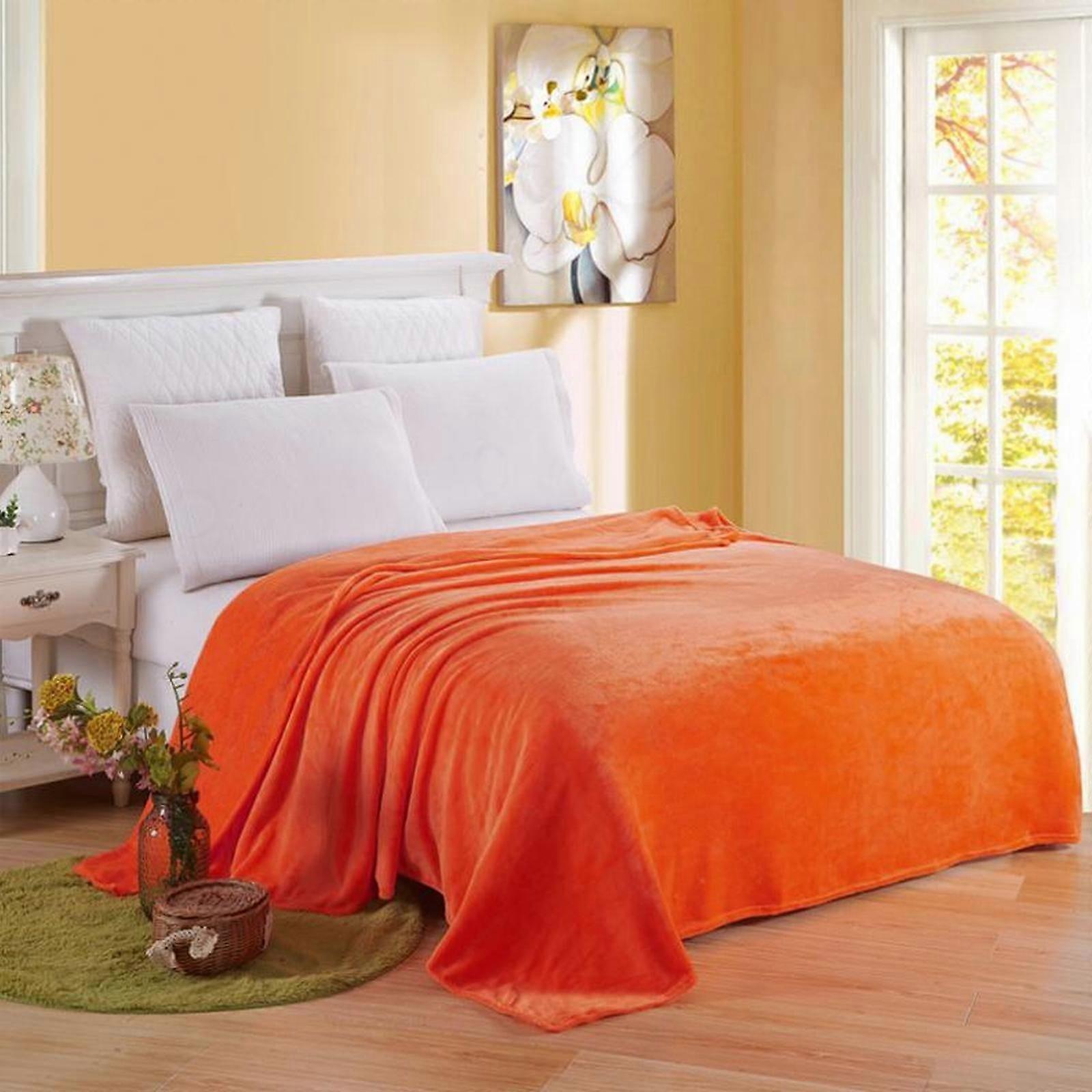 70*100Cm Solid Color Fleece Blanket, Orange