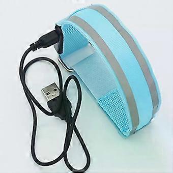 Pulsera LED recargable, banda reflectante, pulseras LED USB para trotar, correr y deportes, azul