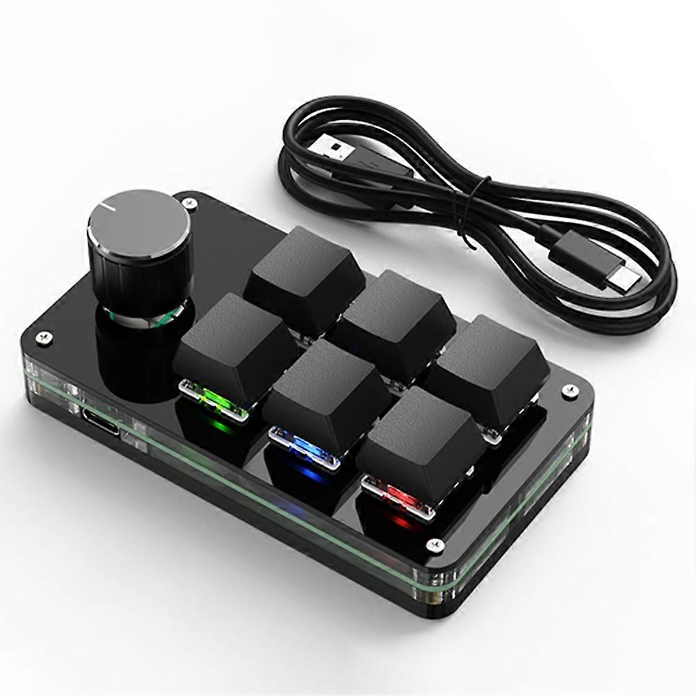 Programming Macro Custom Knob Keyboard 6 Key Copy Paste Mini Button Photoshop Gaming Keypad, RGB 6