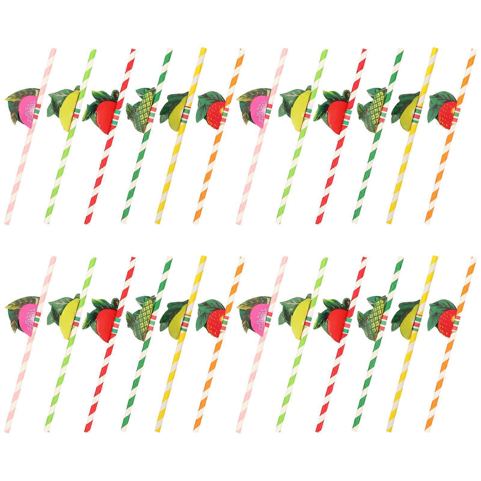 Fruit Straw Paper Disposable for Drinking 50Pcs Assorted Supplies