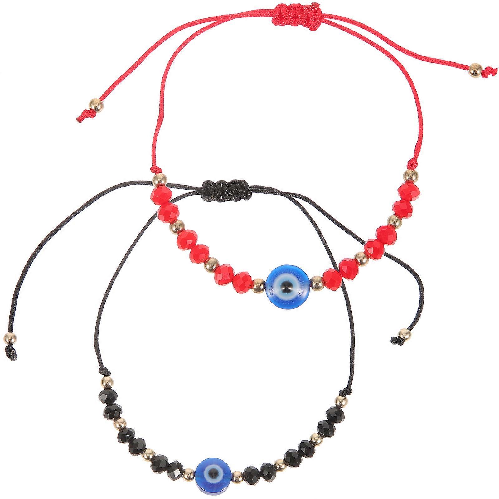 Evil Eye Bracelet String Couple Bracelets Adjustable Braided Strand 1Pair