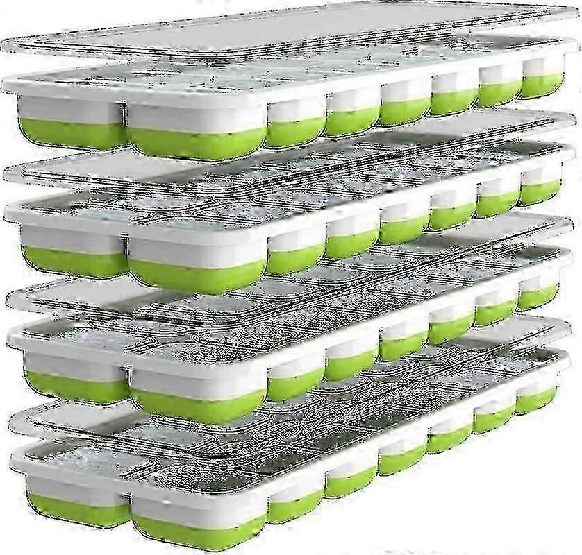 2026 Good!! 4-Pack Silicone Ice Cube Trays with Stackable Lids - Rectangular Cubes compatible Drinks