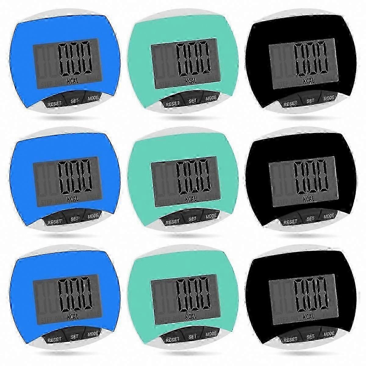 9-Pack Simple Pedometer for Walking, Clip-On Step Counter for Calorie Tracking