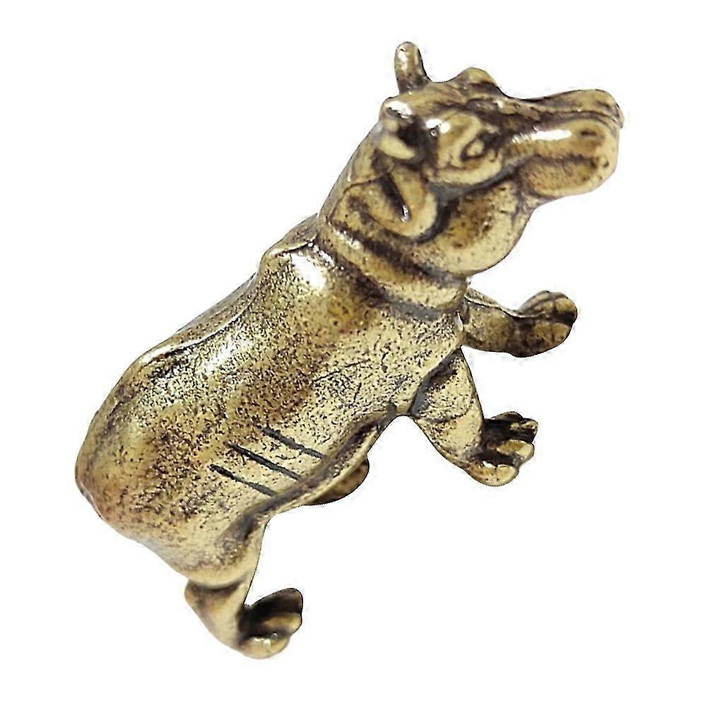 Solid Brass Hippopotamus Sculpture compatible withTable Decor One Item