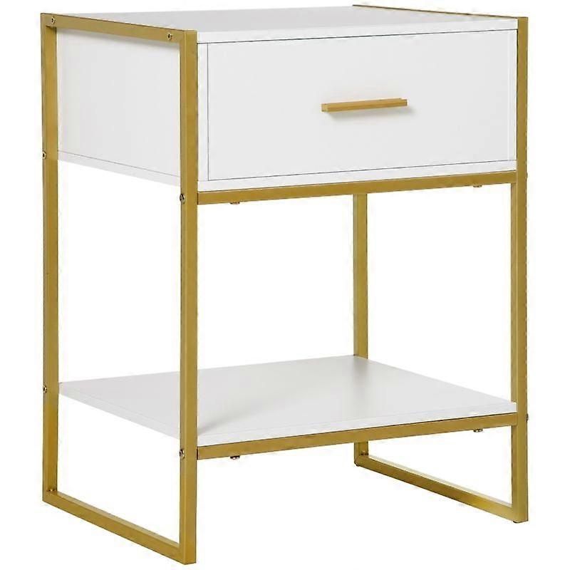 Modern Bedside Table - White