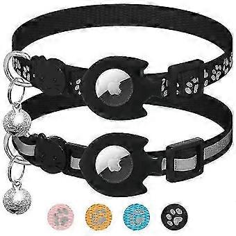 2er-Pack Airtag Katzenhalsband Breakaway mit Glocke, reflektierendes Kätzchenhalsband mit Apple Airtag Katzenhalsbandhalter, verstellbar 7-12 Zoll, Sicherheitsschnalle für Mädchen Junge