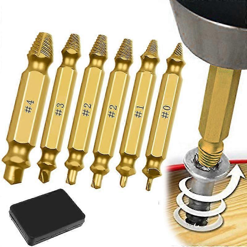 Drill Chuck 6 Piece Durable Damaged Screw Extractor Drill Bit Guide Set