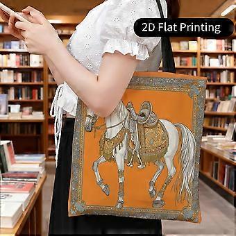 1pc Women's Equestrian Tote Bag Compatible for Horse Riding - Ornate Saddle Design, Lightweight Machine-Washable Bag wit-Rqazs