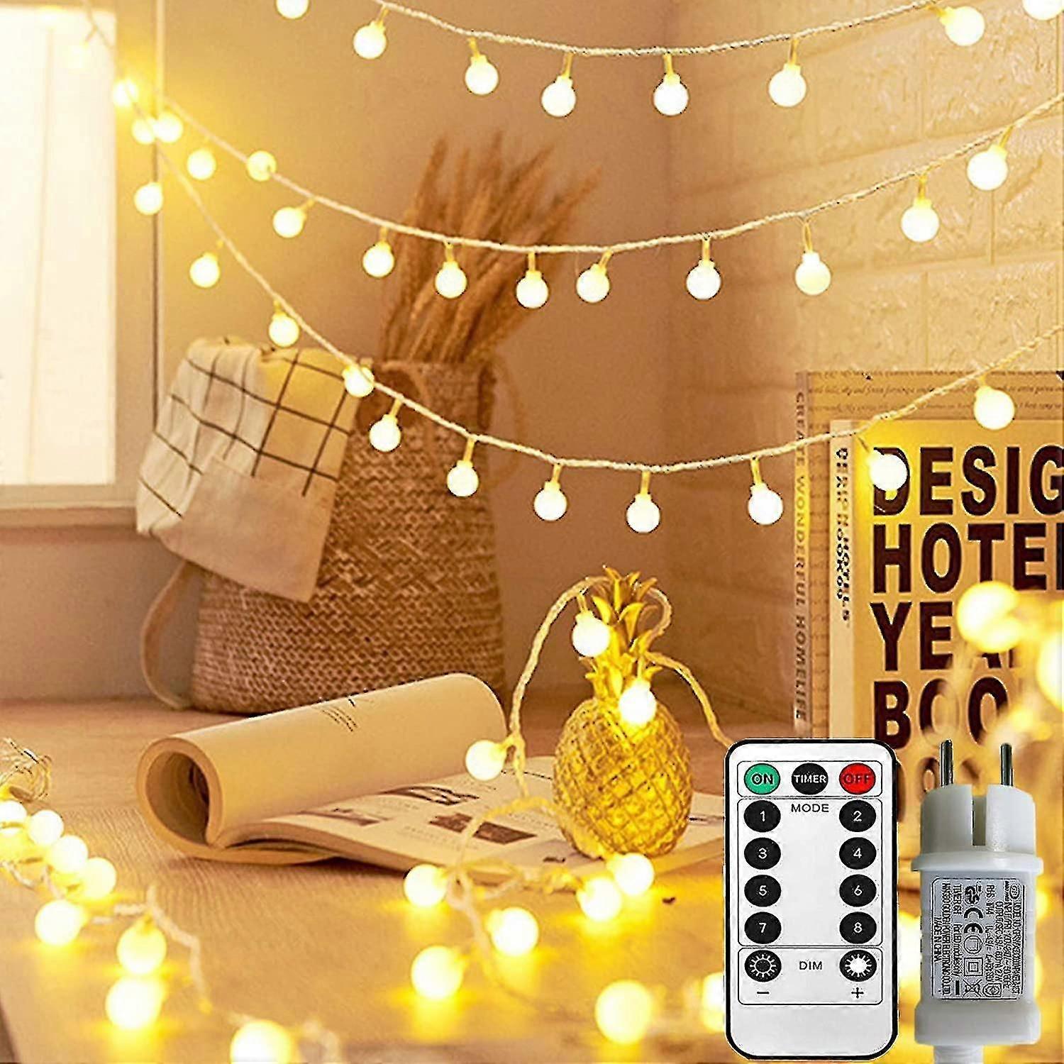 100 Led 8 Mode String Lights met afstandsbediening (warm wit)
