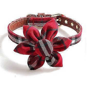 2pcs Pet Collars Sunflower British Style Metal Buckle Cat Collars Removable Flowers, Red And Blue Crjjkoy