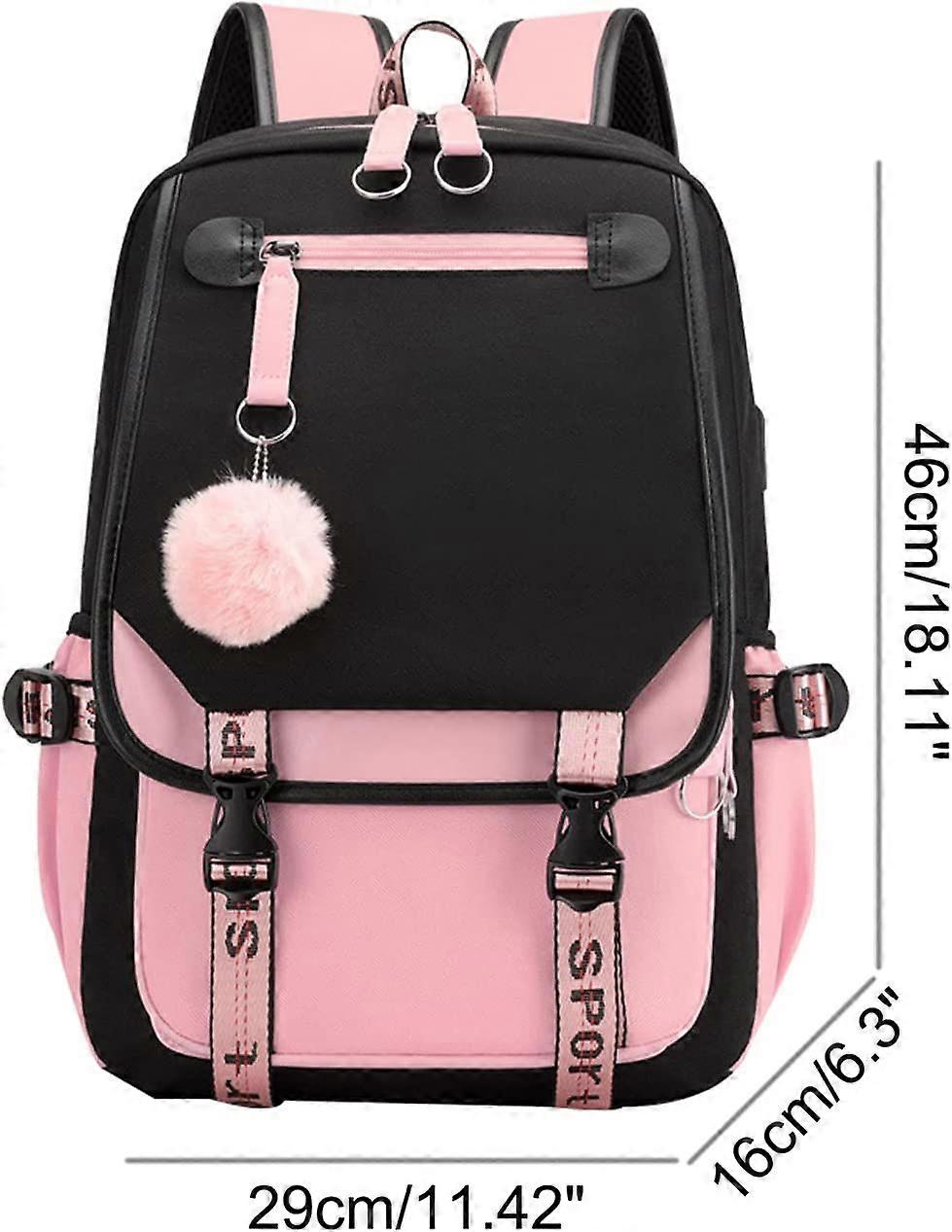 21 Liter Tool Bag, Pink Black Backpack for Teenage Girls, College
