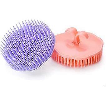 Hårbottenborste Mjällborste Duschborste Schampoborste Hårbottenmassage 2-pack (orange och violett)