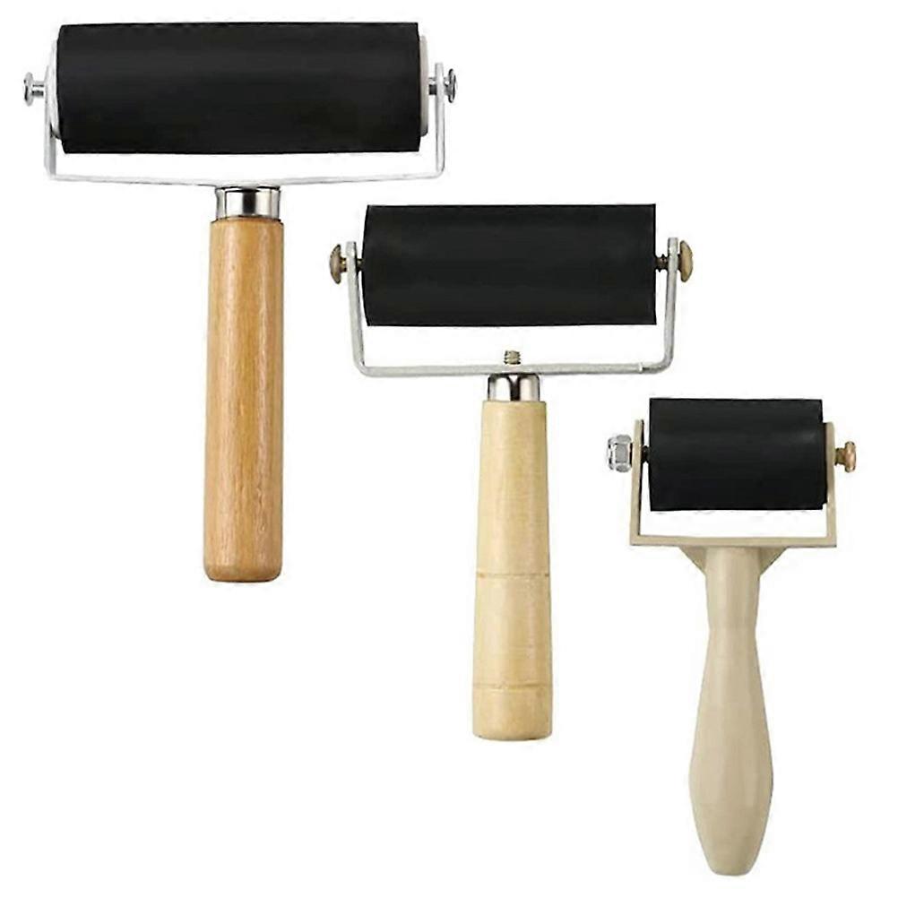 3Pcs Household Brayer Rollers Convenient Rubber Rollers Wear-resistant Craft Rollers