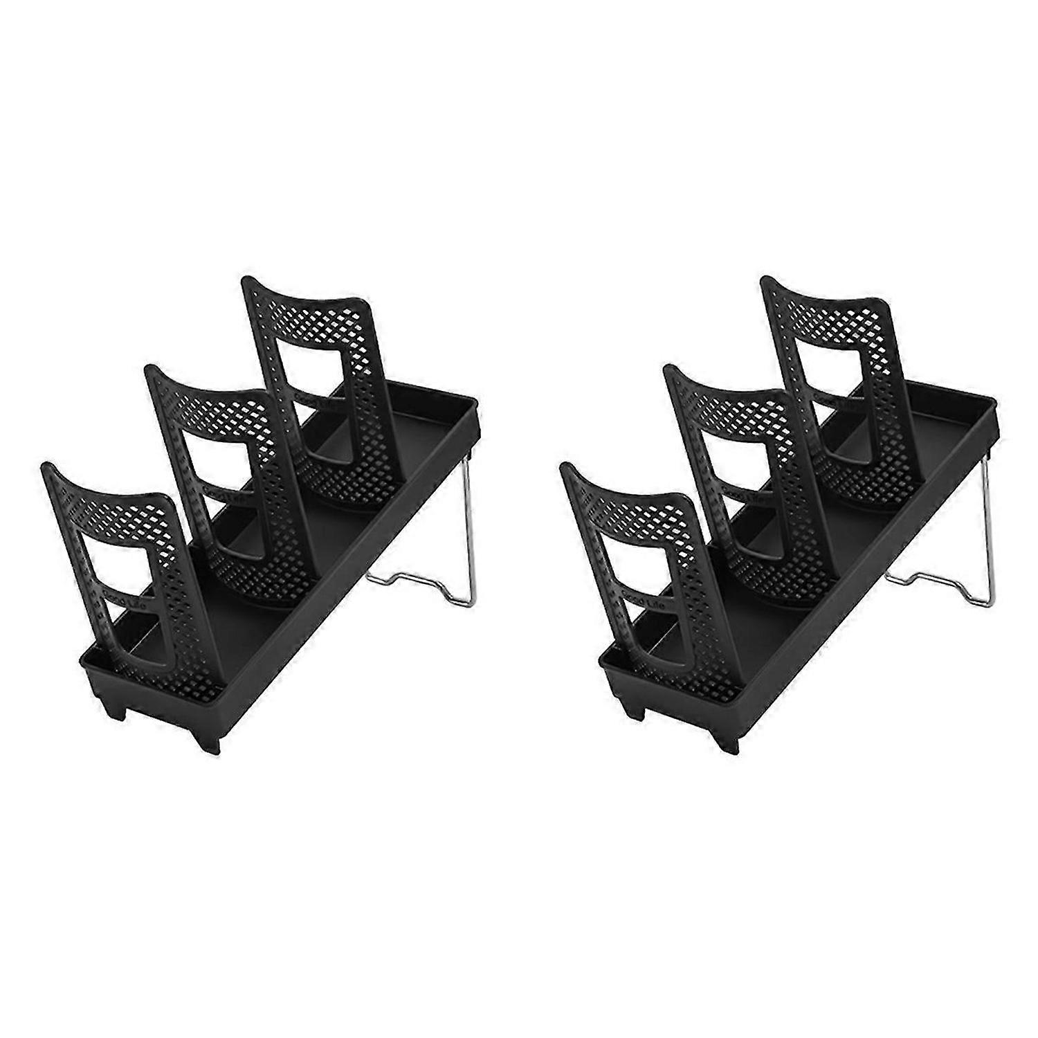 2pcs with Bracket Foldable Cup Holder Coffee Shop Cup Rack Black