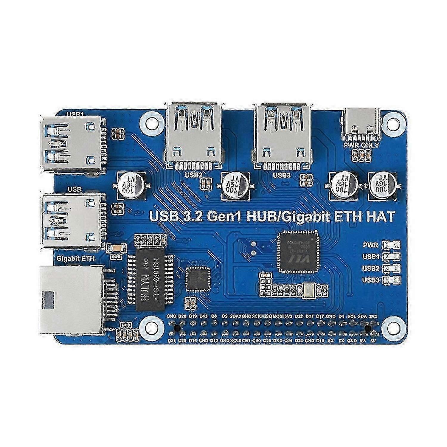 Waveshare compatible with Raspberry Pi USB 3.2 Gen1 HUB ETH HAT Expansion Board