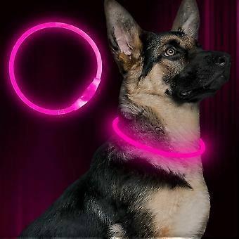 LED Dog Collar. USB Rechargeable. Glowing pet Dog Collar for Night Safety. Fashion Light up Collar for Small Medium Large Dogs (Pink)