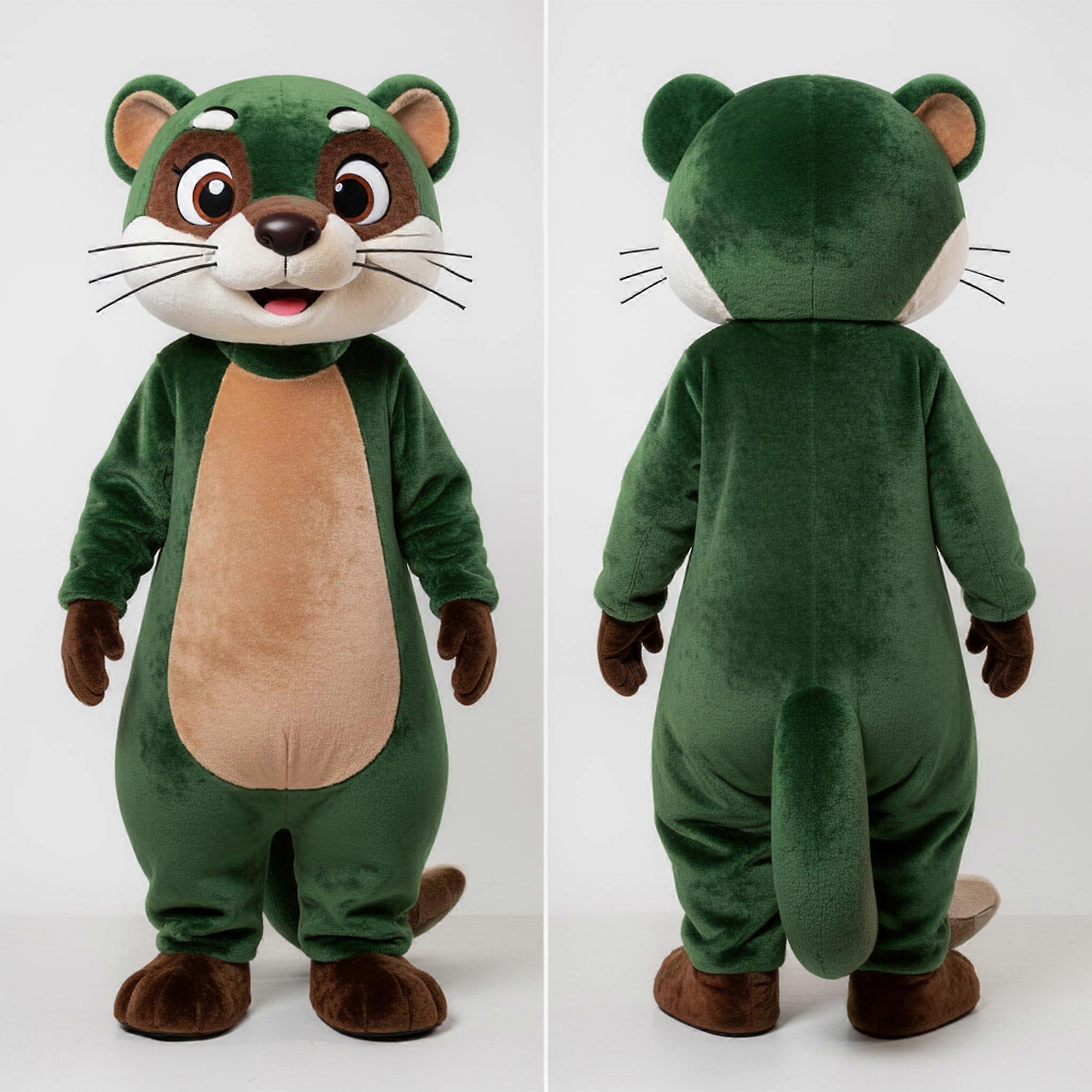 MASTICOT Forest Green Playful Ferret Mascot