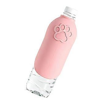 Lätt att bära, komprimerad, läckagesäker vattenmugg för husdjur, silikonvattenflaska för hundar, för vandring och dagliga promenader, med läckagesäker struktur, rosa