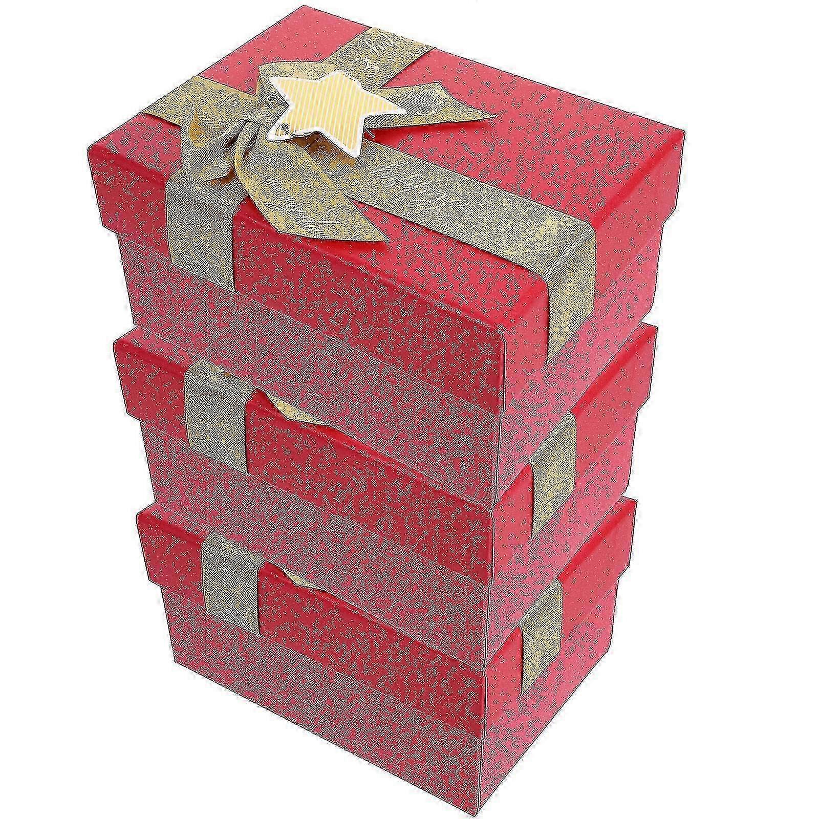 3 Pcs Christmas Holiday Gift Wrapping Paper Candy Boxes Containers Compatible with Present