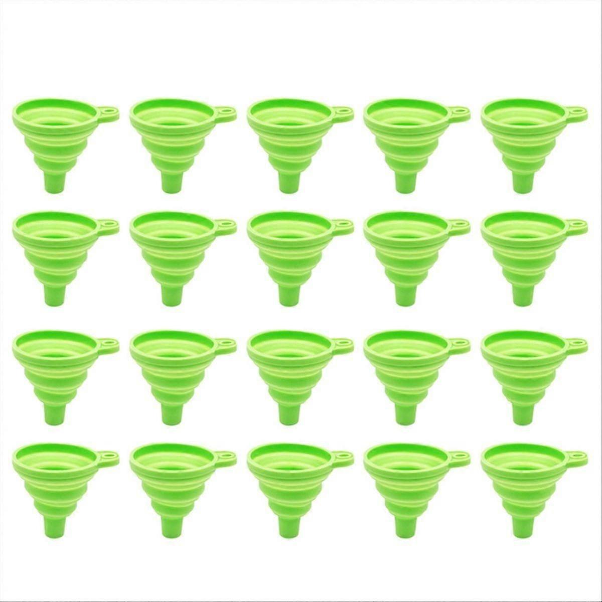 Portable Mini Funnel, Retractable Silicone Folding Funnel,Green