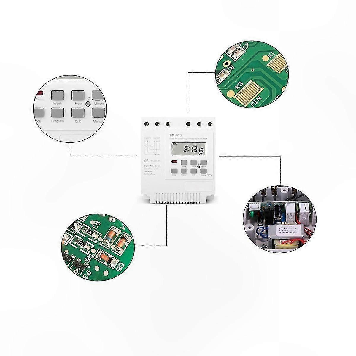 Programmable Timer Switch for Three Phases 380V-415V with Backlit Display