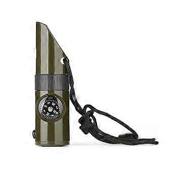 Emergency Survival Whistle, 7-i-1 visselpipa med LED, kompass och termometer, multifunktionell visselpipa med snodd för utomhusbruk, bergsklättring, båtliv 