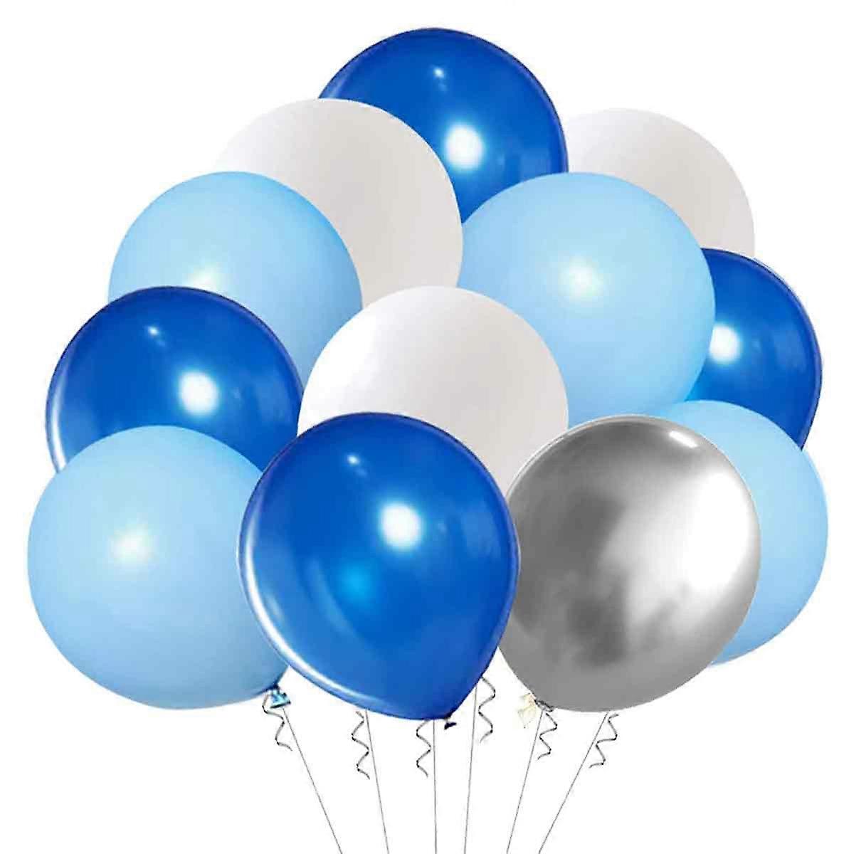 Royal Blue Silver Metallic Balloons