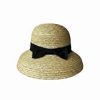 High-Density Weave Wheat Straw Cloche Breathable Retainable Shape French Style Sun Hat Grosgrain Ribbon Trim Lightweight Comfort