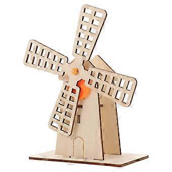 1 Set Stem Science Model Kit For Kids DIY Rotating Windmill Craft Wooden Assembly Toy Wind Turbine Gear Experiment Material_HP