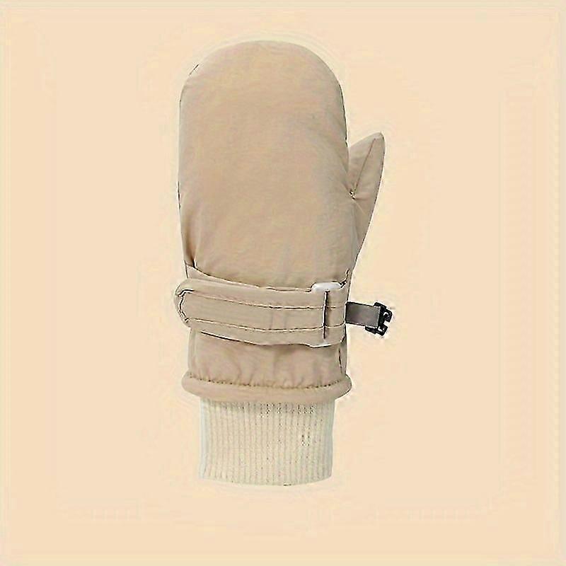 Fleece Lined Ski Gloves 1 Pair Thick Ribbed Quick Drying Cold Proof Winter Gloves