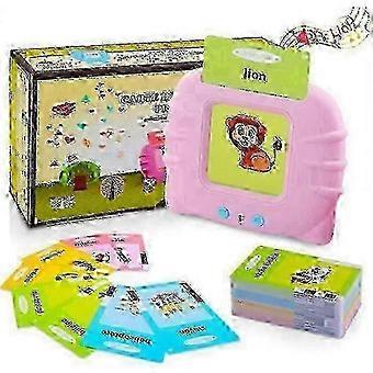Talking Flash Cards for Toddlers 1-6, Screen-Free Eye Protection Educational Toy with 224 Words, 112 Sheets, Pink