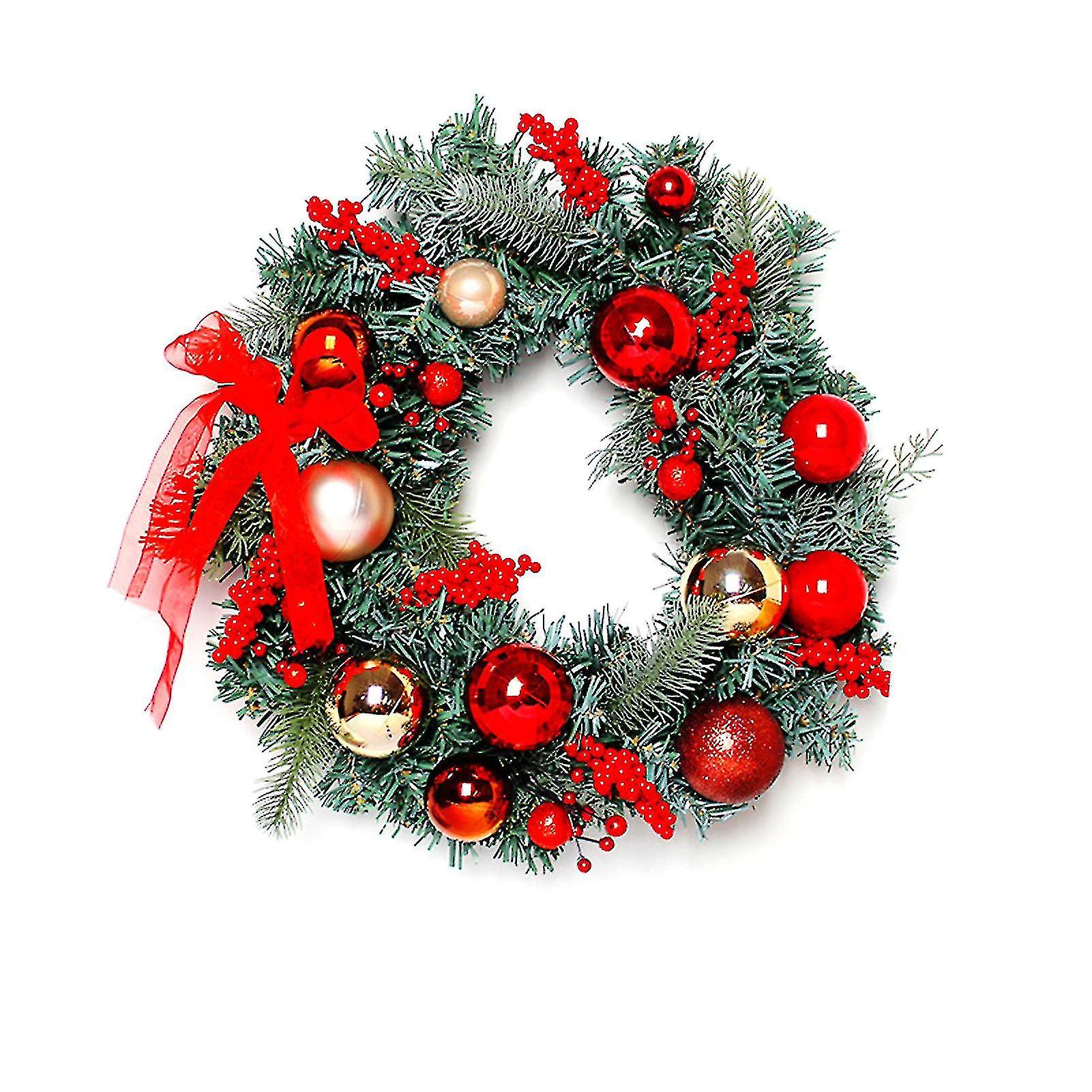 40cm Artificial Christmas Wreath Rustic Front Door Hanger Creative Xmas Party Props For Home Garden
