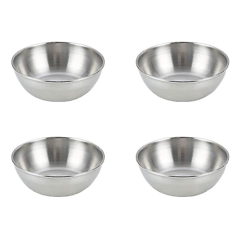4 stk. sausskåler i rustfritt stål, runde krydderskåler, dippskåler, skåler, mini-forrett, P