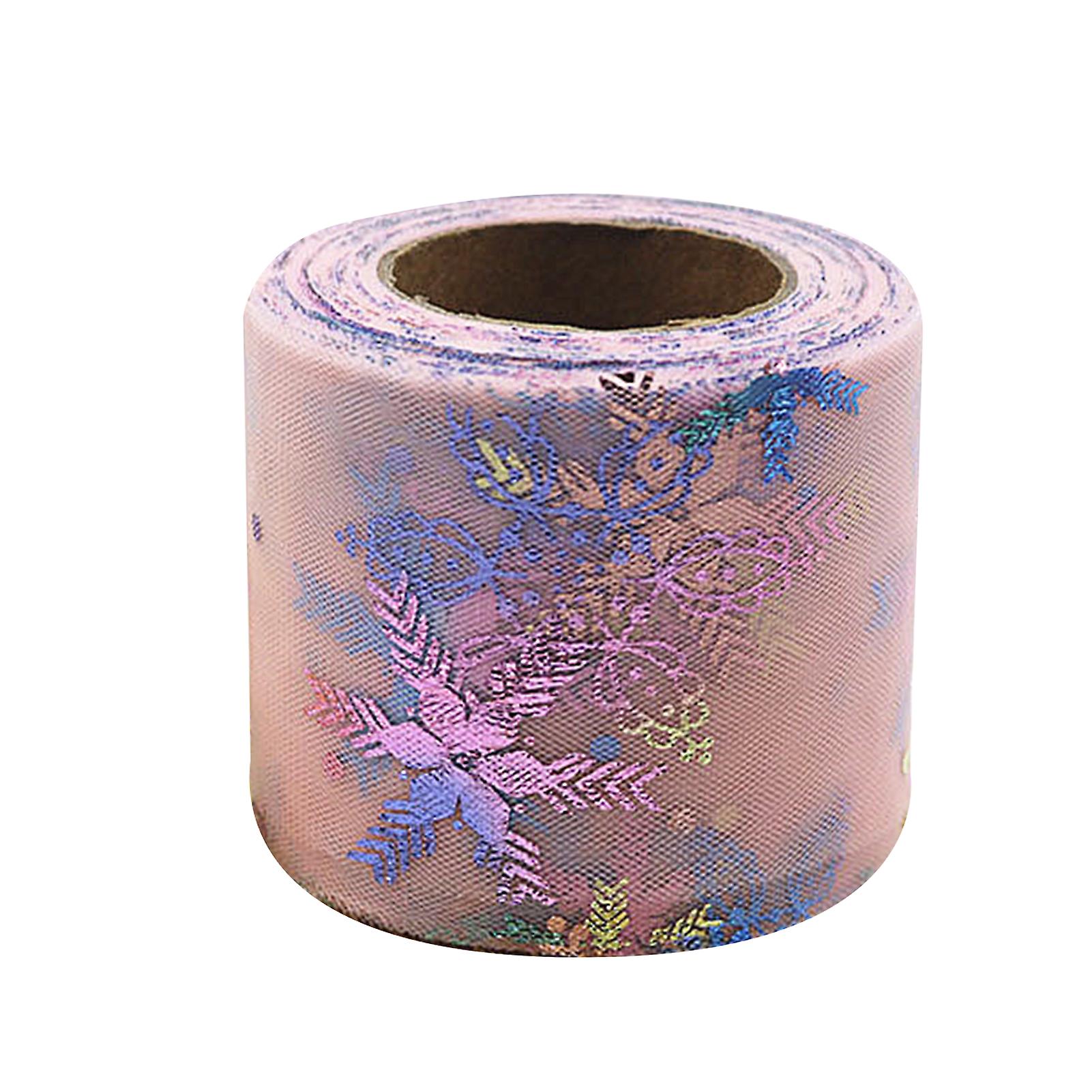 Glitter Tulle Roll 6cm Mesh Ribbon Spool with Sparkling Snowflake Pattern 25 Yards Long for Gift Packing DIY Craft